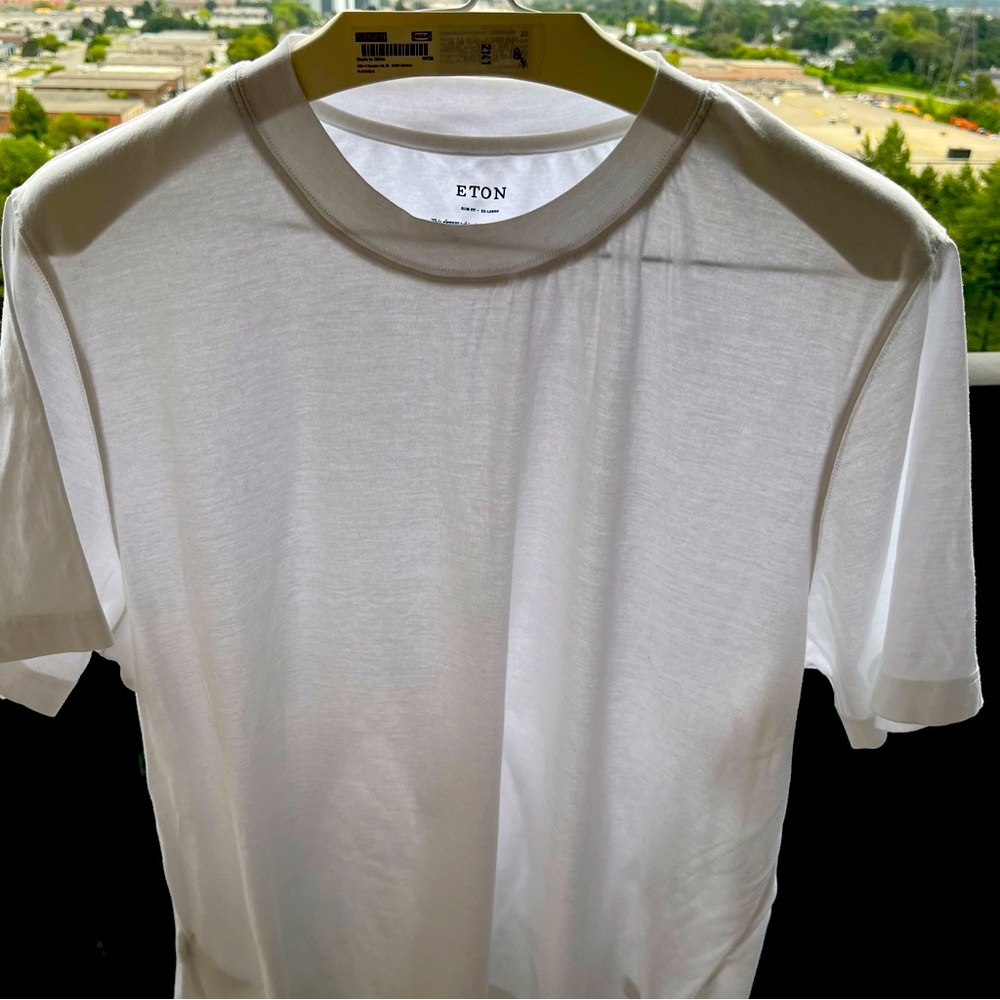 Men's ETON Filo di Scozia T-Shirt  XXL slim fit white quiet luxury 2XL/XL EUC